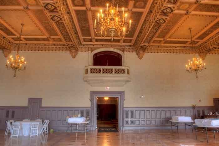 The ballroom in 2010, then called the Sawyer Room, with the Juliet balcony above the doors