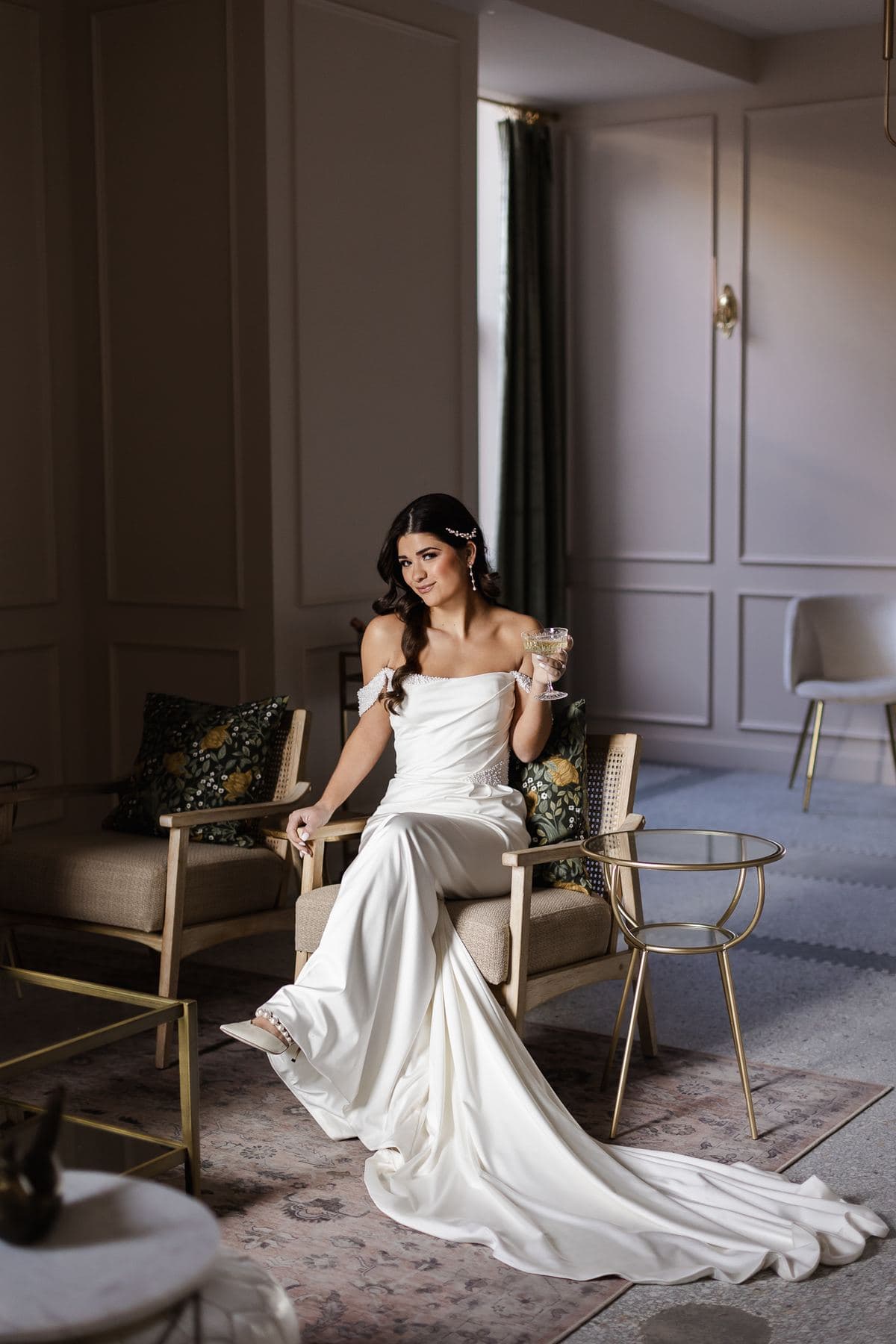 A bride getting ready in a suite